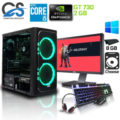 Refurbished (500GB HDD, Onboard Graphic ) Intel Core i5 Gaming PC Monitor Bundle 1TB HDD 8GB GT730 